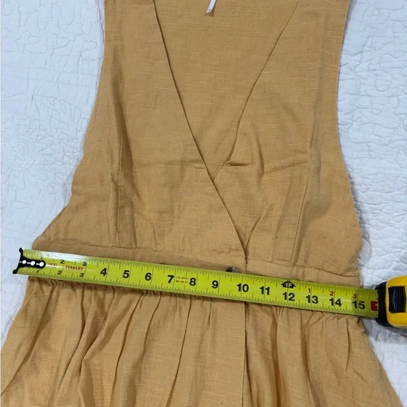 Free People / Women's Yellow Sleeveless Cotton Wrap Dress / Size M. - Picture 8 of 9